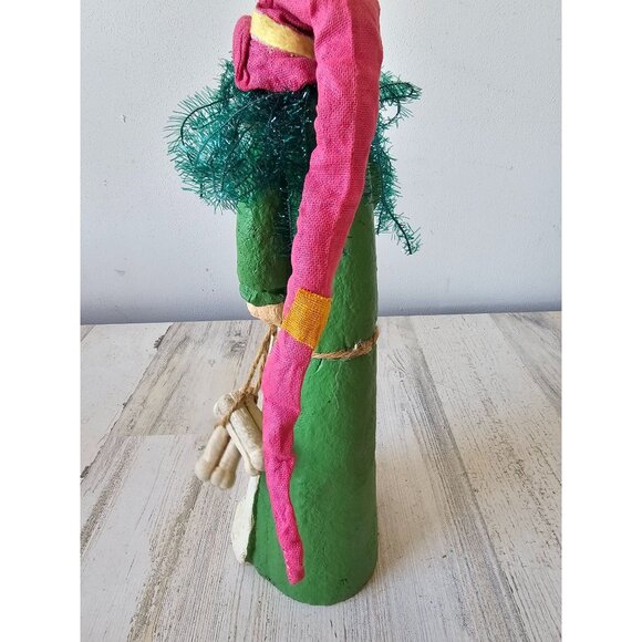 Vintage paper mache witch bone‎ statue figurine shabby chic hat - Picture 3 of 9